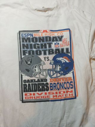 Vintage Denver Broncos Vs Raiders T Shirt L Xl Monday Night Football Afc Espn