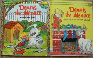 2 Vintage Little Golden Books Dennis The Menance And Ruff,  Waits For Santa