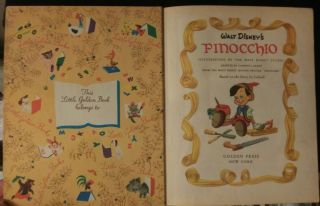 Vintage Little Golden Book Walt Disney ' s Pinocchio 1948 D100 3