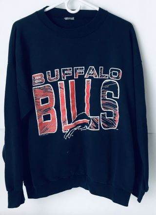 Vintage 1991 Buffalo Bills Sweatshirt Nflp Mens Large Blue Fireworks Distressed