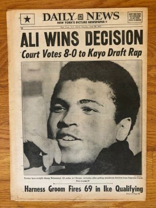 Boxing York Daily News 1971 Newspaper Muhammad Ali Supreme Court Decision