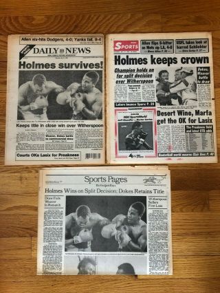 Boxing Larry Holmes Vs.  Tim Witherspoon 1983 York Newspaper Set Dokes - Weaver