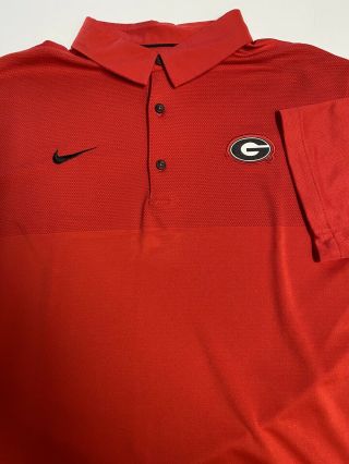 Men’s Nike Dri Fit Uga Georgia Bulldogs Red Golf Polo Shirt Size Large