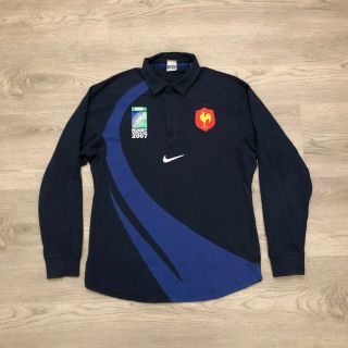 Nike France 2007 Irb Rugby World Cup Polo Shirt Long Sleeve Mens Size Medium
