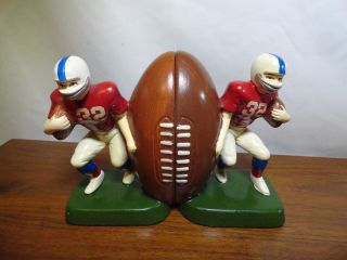 Vintage Football Player Bookends Ceramic 1977 Sears,  Roebuck Football Bookend