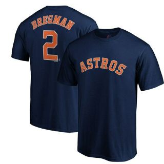 Alex Bregman Houston Astros Majestic Official Player Name & Number T - Shirt Navy