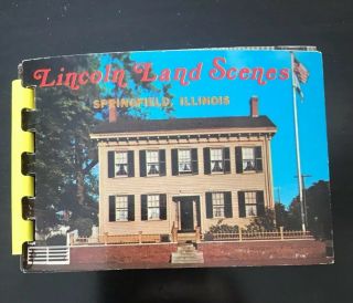 Vintage Souvenir Springfield,  Illinois Mini Photo Album - Lincoln Land Scenes