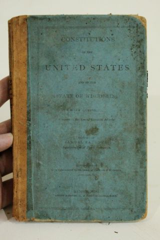 1871 Constitutions Of United States And Wisconsin Antique School Book