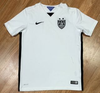 Authentic Nike Dri - Fit 2015 Team Usa Soccer Jersey Youth Sz L White Blank