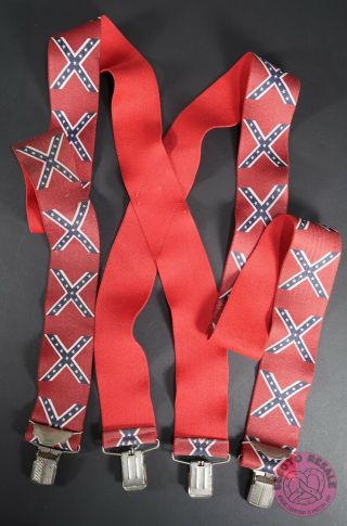 Vintage Ole Miss Rebels Mississippi Confederate Flag Suspenders