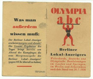 Olympic Games 1936 Berlin Booklet " Olympia Abc " With All World Records R