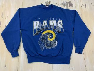 St Louis Rams - Vtg 90s 1995 Blue Chalk Line Sweatshirt,  Los Angeles,  Mens Xl