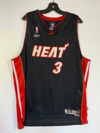Authentic Nba Reebok Basketball Jersey Miami Heat Dwyane Wade 3 Sz 2xl Nr