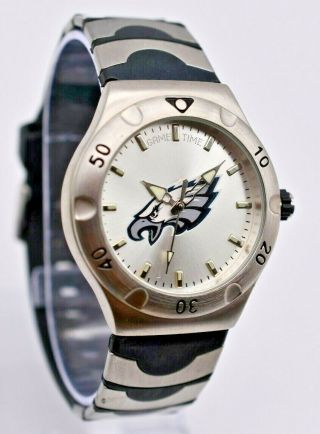 Men ' s Philadelphia Eagles NFL GAME TIME Stainless Steel/Rubber Watch,  Analog 2