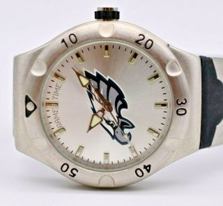 Men ' s Philadelphia Eagles NFL GAME TIME Stainless Steel/Rubber Watch,  Analog 3