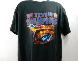 England Patriots Bowl Champs 2003 T Shirt Mens Size L Nfl Big Print