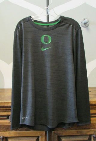 Nike Oregon Ducks Mens Gray Dri - Fit Pe Basketball Long Sleeve Shirt Jersey - M