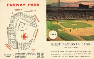 Fenway Park Photo Boston Red Sox 1965 Maine First National Bank Schedule