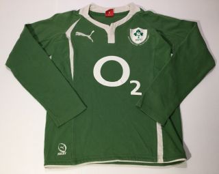 Puma Irfu / O2 Rugby Irish Vs South Africa Long Sleeve Jersey Green White Shirt