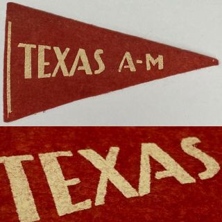 1930’s Texas A&m Tamu Aggies College Station University Mini Pennant 2.  25x4.  25