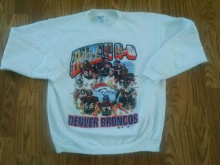 Vintage Denver Broncos 90s Gildan White Sweatshirt - Elway,  Sharpe,  Others Xl