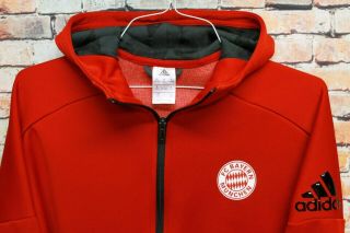 Youth Adidas Fc Bayern Munchen Jacket Large Boys Red Hooded Soccer Munich 2016