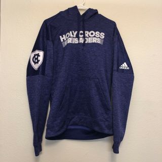 Adidas Holy Cross Crusaders Hoodie M Purple College School Logo Pocket 2