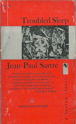Troubled Sleep Jean - Paul Sartre Vintage Paperback Very Good