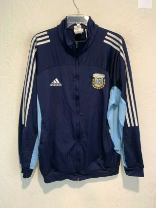 Vintage Adidas Argentina National Football Soccer Team Track Jacket Large Blue