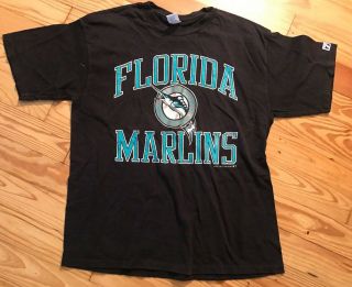 Vintage Florida Miami Marlins Logo 7 Brand T - Shirt Men 