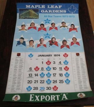 Export " A " Maple Leaf Gardens Calendar Page All Star Teams 1972 - 1973