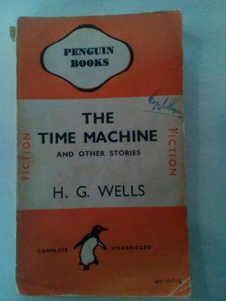 Vintage 1940s Classic Penguin Paperback Book - The Time Machine By Hg Wells