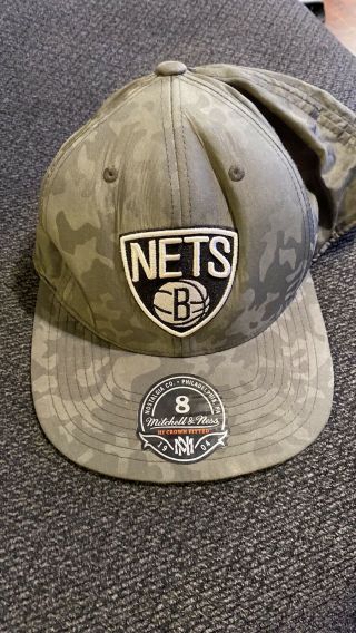 Brooklyn Nets - Nba Mitchell & Ness Tonal Camo Fitted Hat/cap - Size 8