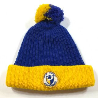 Vintage San Diego Chargers Beanie Hat Cap Blue Yellow Puff Pom Ball Top