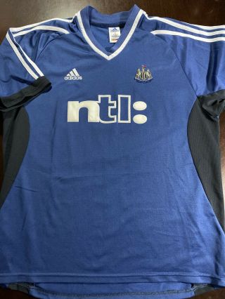 Vtg 2001 Adidas Newcastle United Fc Soccer Jersey Blue Away Men 