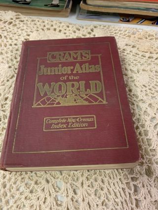 Cram’s Junior Atlas Of The World Complete Census 1920’s Color Maps