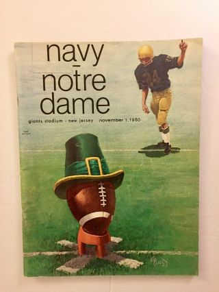Vintage Souvenir Program Notre Dame Vs Navy Football Giants Stadium Nj 1980