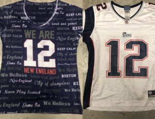 Nfl England Patriots Football Shirt & Jersey 12 Tom Brady Set Of 2 / Size M