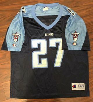 Vintage Eddie George 27 Tennessee Titans NFL CHAMPION Blue Jersey Size XL 18 - 20 2