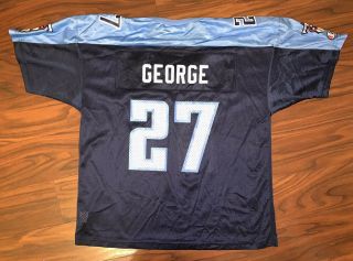 Vintage Eddie George 27 Tennessee Titans NFL CHAMPION Blue Jersey Size XL 18 - 20 3