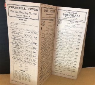 Unusual May 20,  1937 Churchill Downs Horse Racing Foldout Program Kentucky Track
