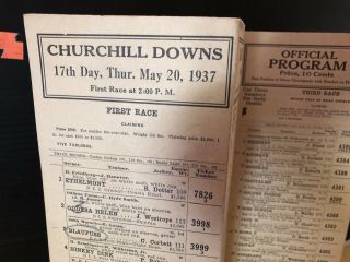 Unusual May 20,  1937 Churchill Downs Horse Racing Foldout Program Kentucky Track 2