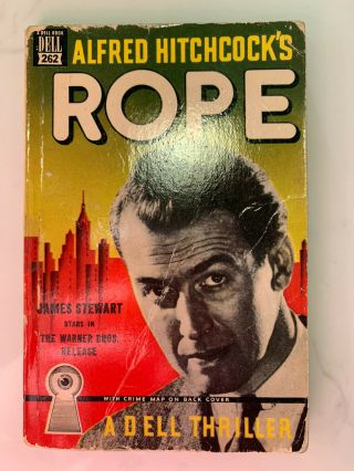 Alfred Hitchcock Rope James Stewart Movie Cover Dell 1948 Mapback