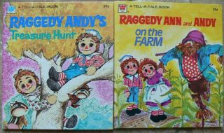 2 Vintage Whitman Tell - A - Tale Books Raggedy Ann And Andy On The Farm,