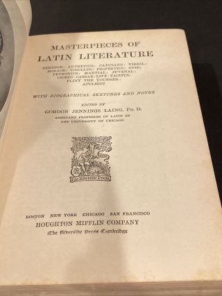 Masterpieces Of Latin Literature 1903 By Gordon Jennings Laing PH.  D. 3
