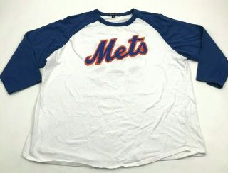 York Mets Raglan Shirt Size 2xl 2x 3/4 Sleeve Mlb Major League Baseball Tee