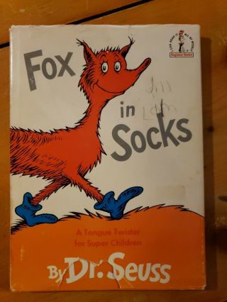 Vintage 1965 Dr Seuss Fox In Socks W/ Dust Jacket Beginner Books Childrens Book