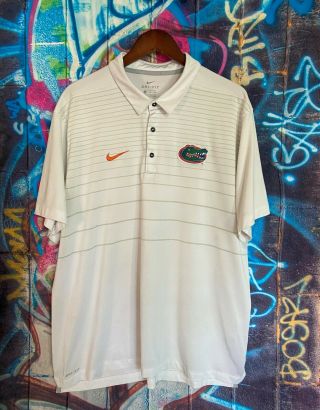 Nike Dri - Fit Ncaa Uf Florida Gators Embroidered Golf Polo Shirt White Men’s Xxl