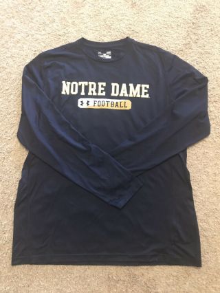 Notre Dame Fighting Irish Football Under Armour Long Sleeve Shirt Blue Nd Large