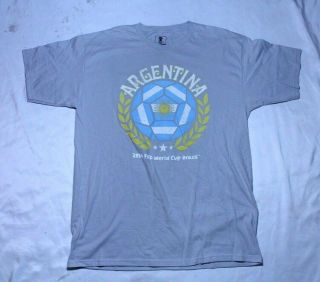 Mens Argentina 2014 Fifa World Cup Brazil T Shirt Size Large
